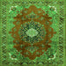 Serging Thickness of Medallion Green Traditional Rug, tr442grn