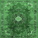 Square Medallion Emerald Green Traditional Rug, tr442emgrn