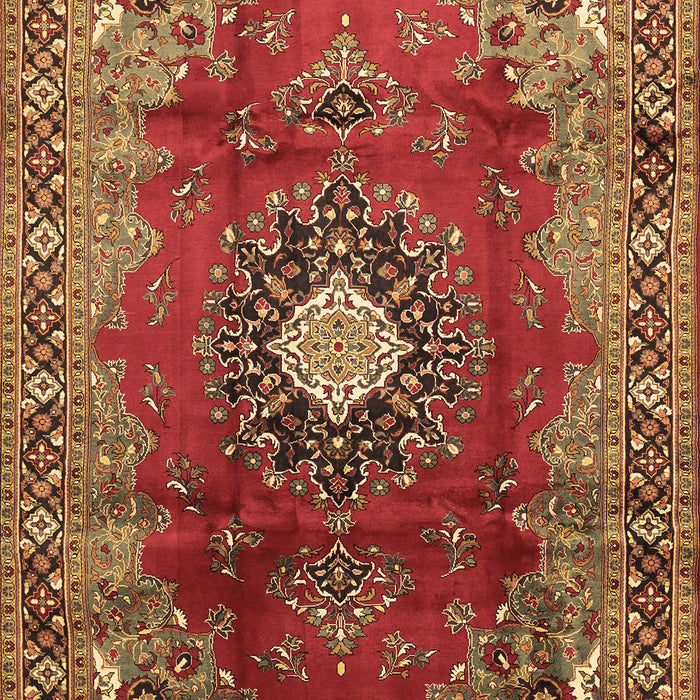 Machine Washable Medallion Brown Traditional Rug, wshtr442brn