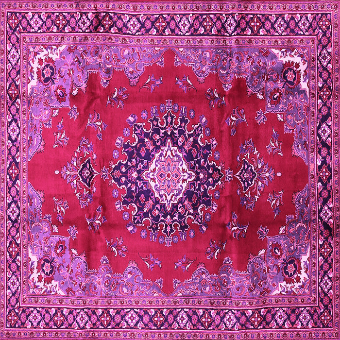 Square Machine Washable Medallion Pink Traditional Rug, wshtr442pnk