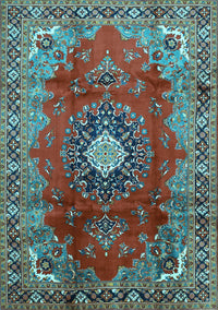 Medallion Light Blue Traditional Rug, tr442lblu