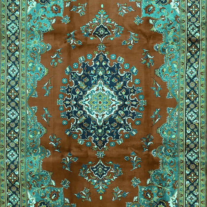 Machine Washable Medallion Turquoise Traditional Area Rugs, wshtr442turq