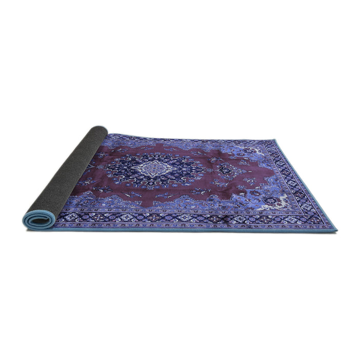 Sideview of Medallion Blue Traditional Rug, tr442blu