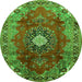 Machine Washable Medallion Green Traditional Area Rugs, wshtr442grn