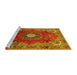 Sideview of Machine Washable Medallion Yellow Traditional Rug, wshtr442yw