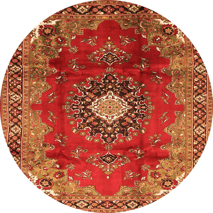 Square Medallion Orange Traditional Rug, tr442org