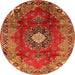 Square Medallion Orange Traditional Rug, tr442org