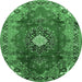 Round Medallion Emerald Green Traditional Rug, tr442emgrn