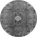 Machine Washable Medallion Gray Traditional Rug, wshtr442gry