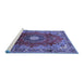 Sideview of Machine Washable Medallion Blue Traditional Rug, wshtr442blu