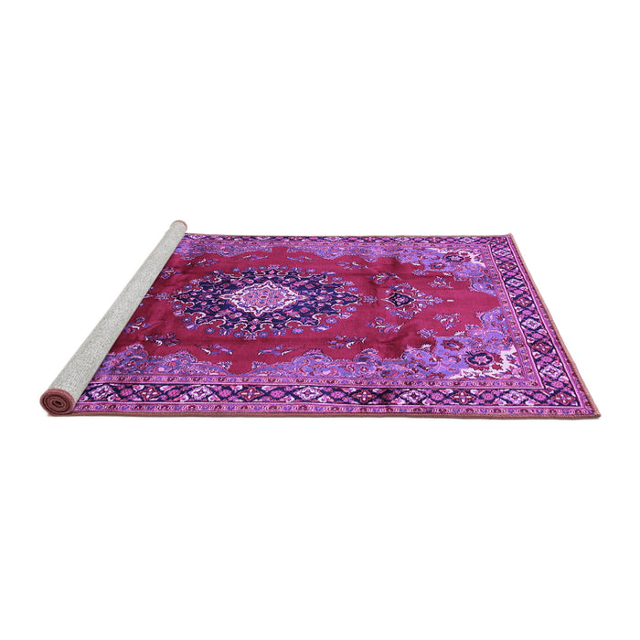Sideview of Machine Washable Medallion Purple Traditional Area Rugs, wshtr442pur