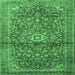 Square Medallion Emerald Green Traditional Rug, tr4430emgrn