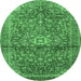 Round Medallion Emerald Green Traditional Rug, tr4430emgrn