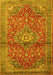 Machine Washable Medallion Yellow Traditional Rug, wshtr4430yw