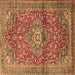 Square Medallion Brown Traditional Rug, tr4430brn