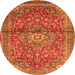 Machine Washable Medallion Orange Traditional Area Rugs, wshtr4430org