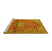 Sideview of Machine Washable Medallion Yellow Traditional Rug, wshtr4430yw