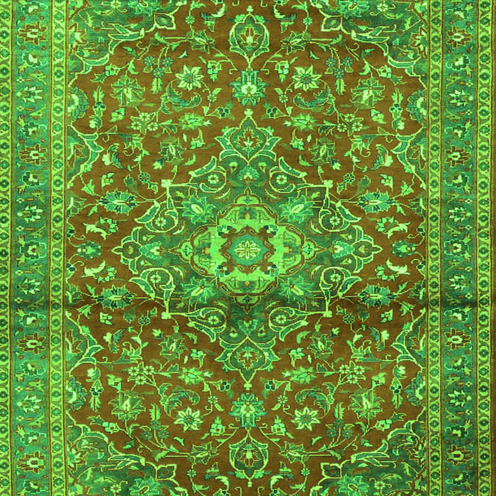 Serging Thickness of Machine Washable Medallion Green Traditional Area Rugs, wshtr4430grn