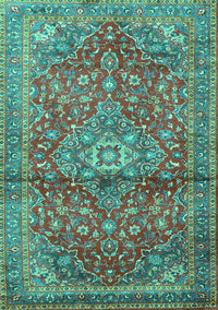 Medallion Turquoise Traditional Rug, tr4430turq