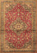 Machine Washable Medallion Brown Traditional Rug, wshtr4430brn