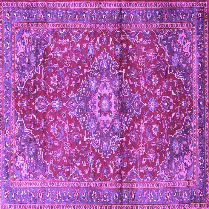 Square Machine Washable Medallion Purple Traditional Area Rugs, wshtr4430pur