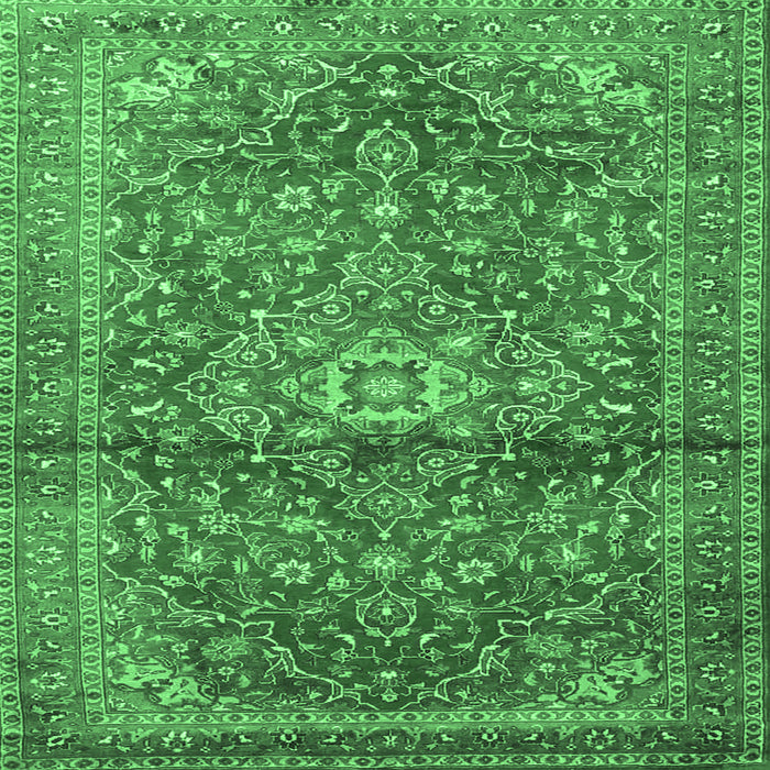 Square Machine Washable Medallion Emerald Green Traditional Area Rugs, wshtr4430emgrn
