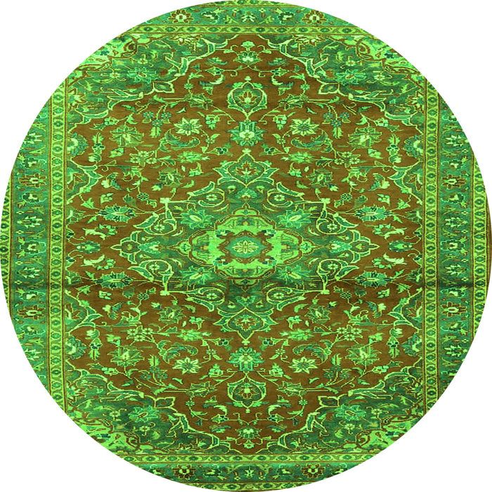 Square Medallion Green Traditional Rug, tr4430grn