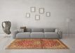 Machine Washable Medallion Brown Traditional Rug in a Living Room,, wshtr4430brn