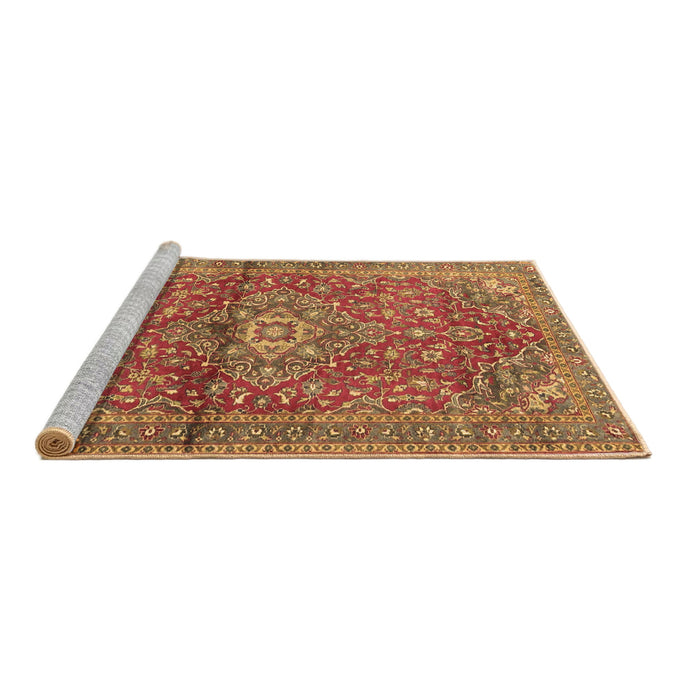 Sideview of Machine Washable Medallion Brown Traditional Rug, wshtr4430brn