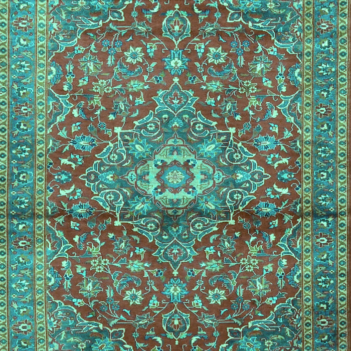 Machine Washable Medallion Turquoise Traditional Area Rugs, wshtr4430turq
