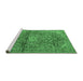 Sideview of Machine Washable Medallion Emerald Green Traditional Area Rugs, wshtr4430emgrn