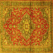 Square Medallion Yellow Traditional Rug, tr4430yw