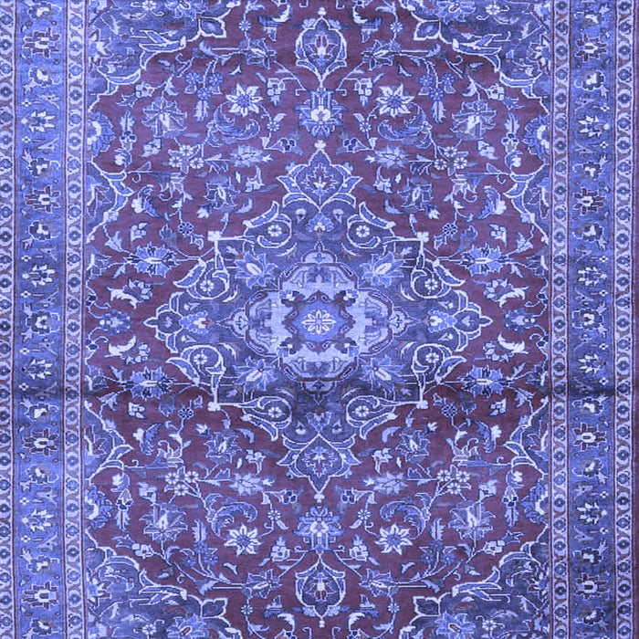 Machine Washable Medallion Blue Traditional Rug, wshtr4430blu