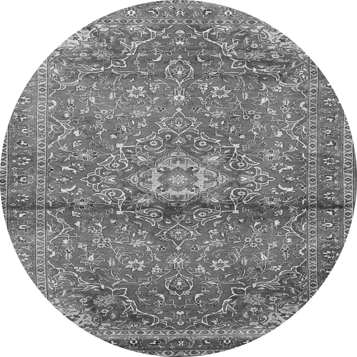 Machine Washable Medallion Gray Traditional Rug, wshtr4430gry