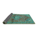 Sideview of Medallion Turquoise Traditional Rug, tr4430turq