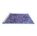 Sideview of Machine Washable Persian Blue Traditional Rug, wshtr4431blu