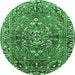 Round Persian Emerald Green Traditional Rug, tr4431emgrn