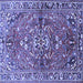 Square Machine Washable Persian Blue Traditional Rug, wshtr4431blu