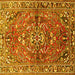 Square Machine Washable Persian Yellow Traditional Rug, wshtr4431yw