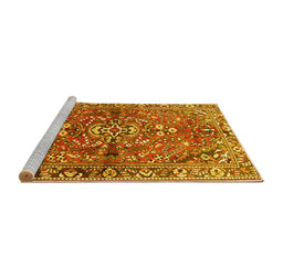 Sideview of Machine Washable Persian Yellow Traditional Rug, wshtr4431yw