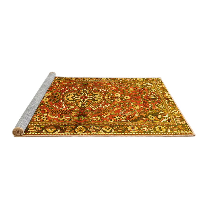 Sideview of Machine Washable Persian Yellow Traditional Rug, wshtr4431yw