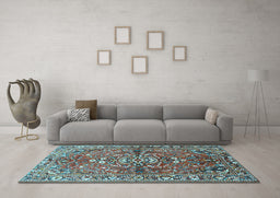 Machine Washable Persian Light Blue Traditional Rug in a Living Room, wshtr4431lblu