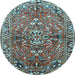 Round Persian Light Blue Traditional Rug, tr4431lblu