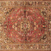 Square Machine Washable Persian Brown Traditional Rug, wshtr4431brn