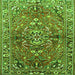 Round Machine Washable Persian Green Traditional Area Rugs, wshtr4431grn