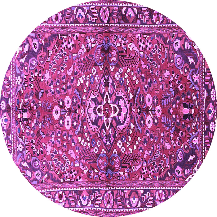 Round Machine Washable Persian Purple Traditional Area Rugs, wshtr4431pur