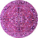 Round Machine Washable Persian Purple Traditional Area Rugs, wshtr4431pur