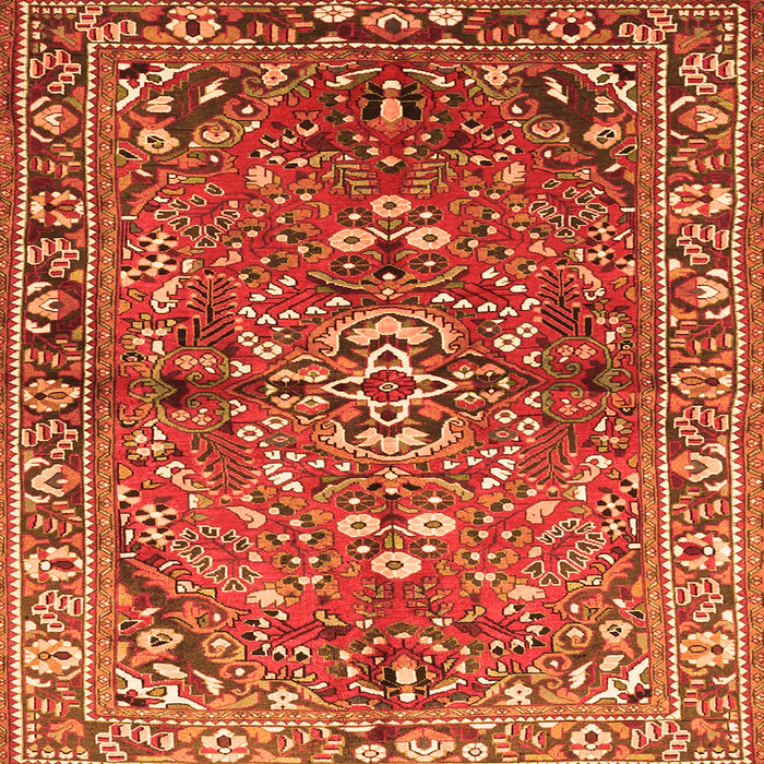 Round Machine Washable Persian Orange Traditional Area Rugs, wshtr4431org