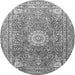 Machine Washable Medallion Gray Traditional Rug, wshtr4432gry