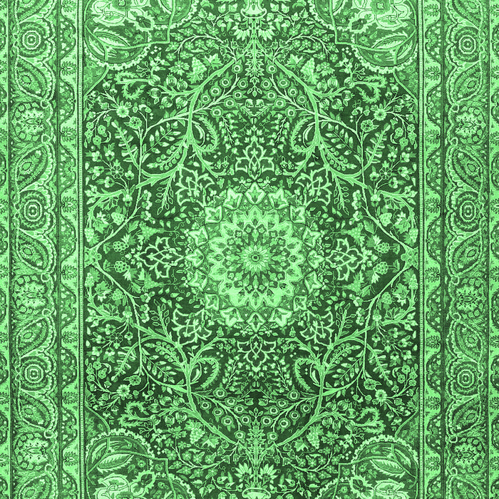 Medallion Emerald Green Traditional Rug, tr4432emgrn
